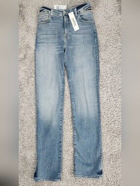 NWT Jonathan Simkhai $395 Straight Leg Jeans Size 27 Medium Wash Cutout Hips